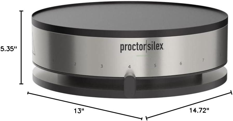 imageProctor Silex Electric Crepe Maker with 13 PFASFree Nonstick Griddle for Eggs Pancakes Omelets and Quesadillas with Temperature Control Spatula Spreader Batter Cup Stainless Steel 38400MN