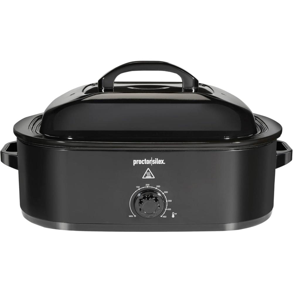 imageProctor Silex 24Pound Electric Roaster Oven with Variable Temperature Control SelfBasting Lid amp Removable Pan 18 Quart Black 32211