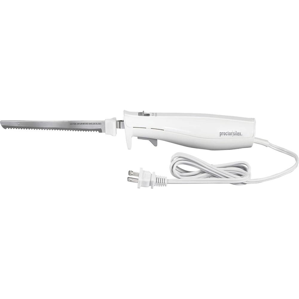 imageProctor Silex Easy Slice Electric Knife for Meat Slicing Poultry Bread Crafting Foam and More Lightweight with Contoured Grip White 74312