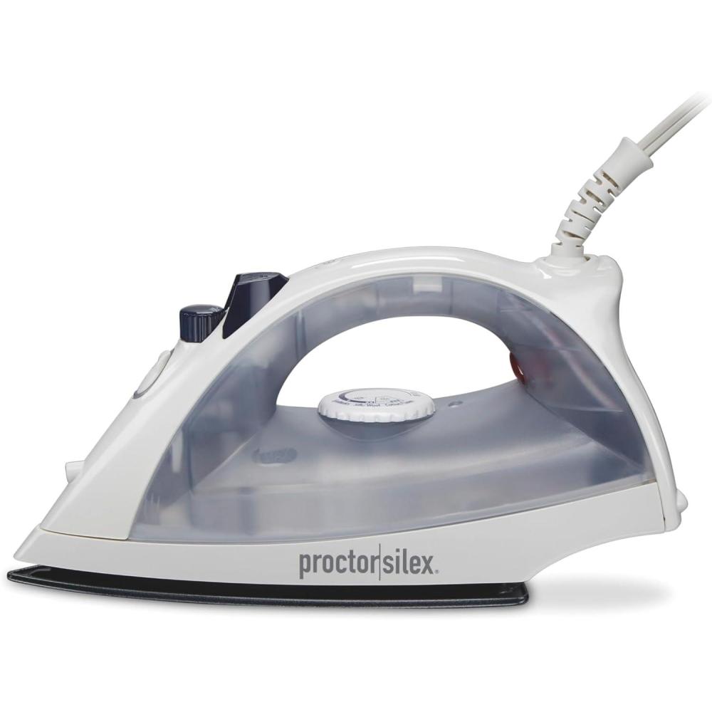 imageProctor Silex Iron amp Vertical Steamer for Clothes with Nonstick Soleplate 1200 Watts Adjustable Spray and Blast Steam Settings Auto Shutoff White 17150Y1200 Watts