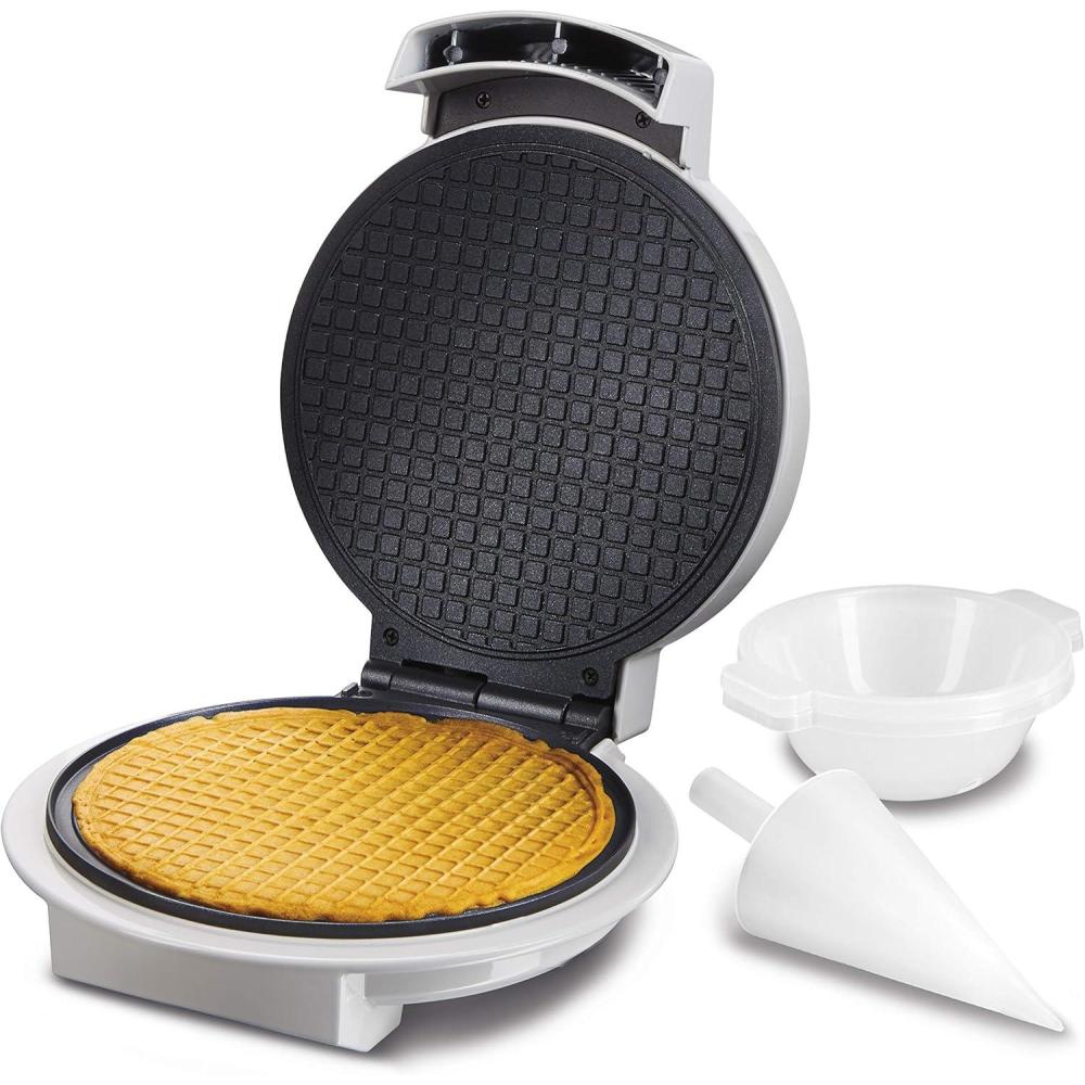 imageProctor Silex Waffle Cone and Ice Cream Bowl Maker with Browning Control Shaper Roller and Cup Press 75 PFASFree Nonstick Plates White 26410MN