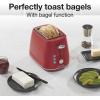 Proctor Silex Plastic 2 Slice Toaster, Bagel, Defrost & Cancel Buttons, Browning Control With 7 Shades, Auto Shutoff, Slide-Out Crumb Tray, Red (22661)(Red)