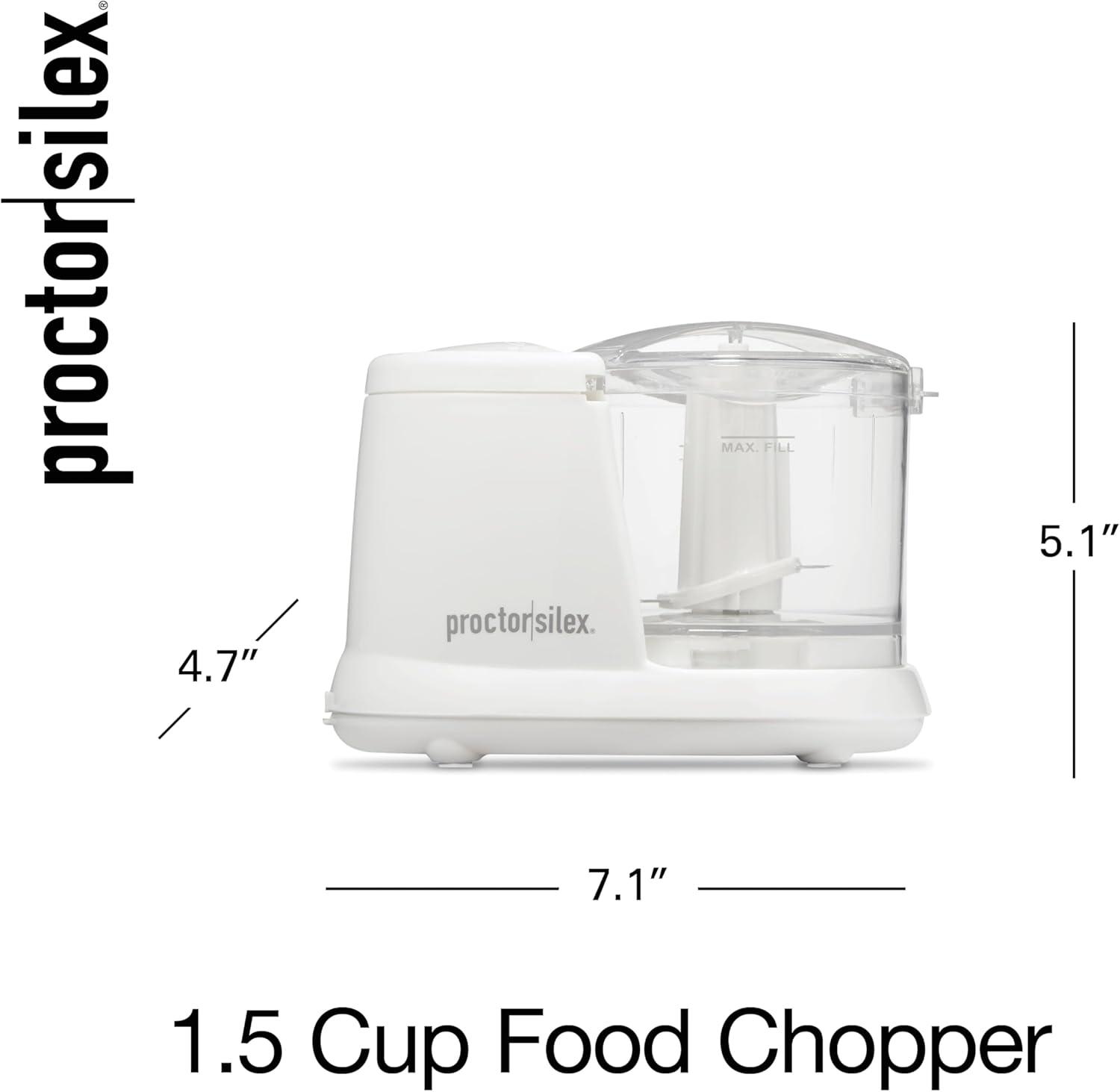 imageProctor Silex Durable Electric Vegetable Chopper amp Mini Food Processor with 2 Speeds for Chopping Puree amp Emulsify 35 Cups Silver15 cups White