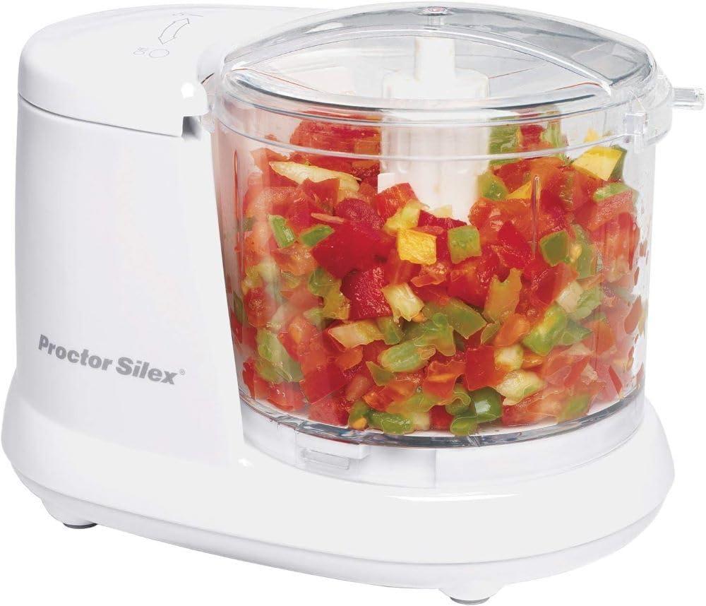 imageProctor Silex Durable Electric Vegetable Chopper amp Mini Food Processor with 2 Speeds for Chopping Puree amp Emulsify 35 Cups Silver15 cups White