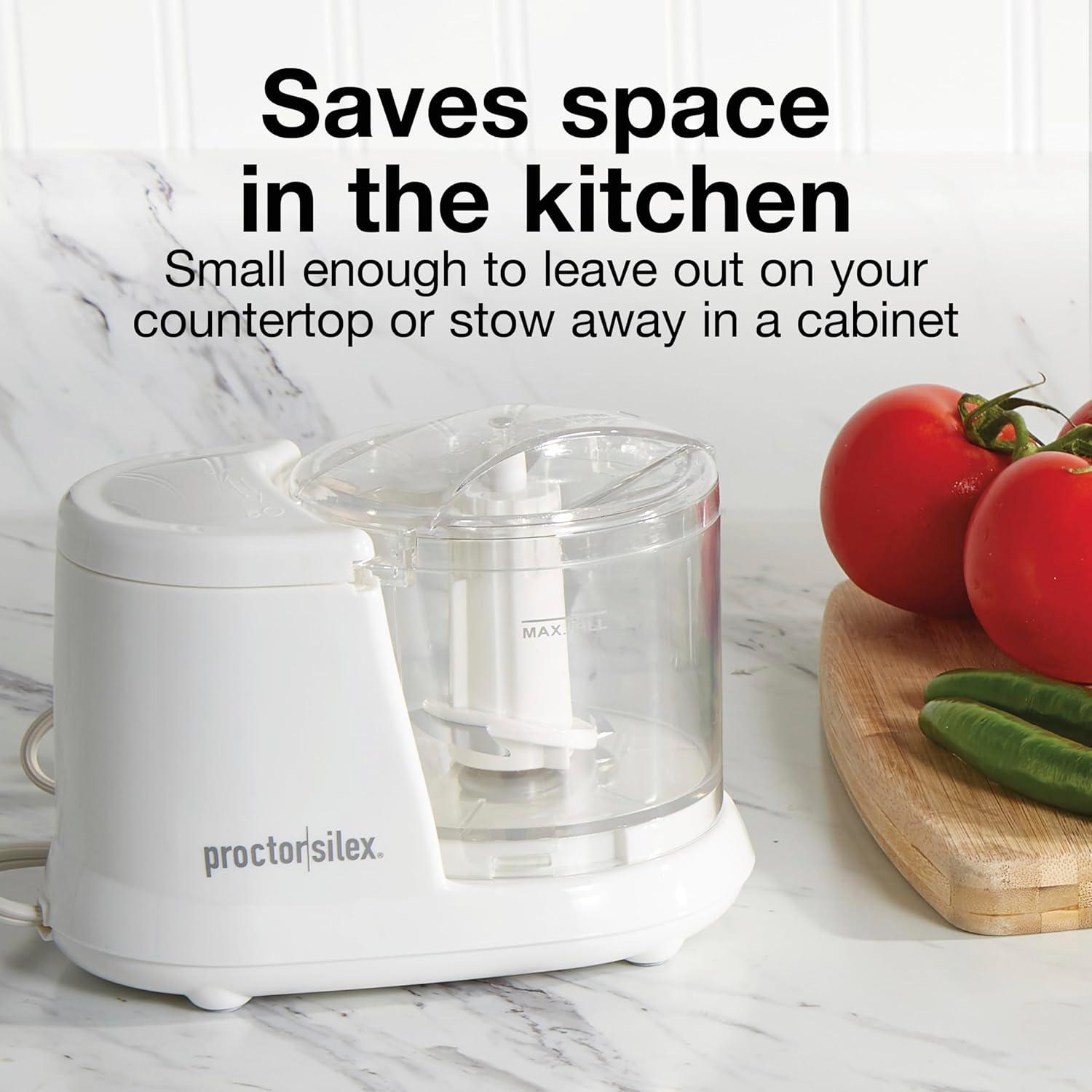 imageProctor Silex Durable Electric Vegetable Chopper amp Mini Food Processor with 2 Speeds for Chopping Puree amp Emulsify 35 Cups Silver15 cups White