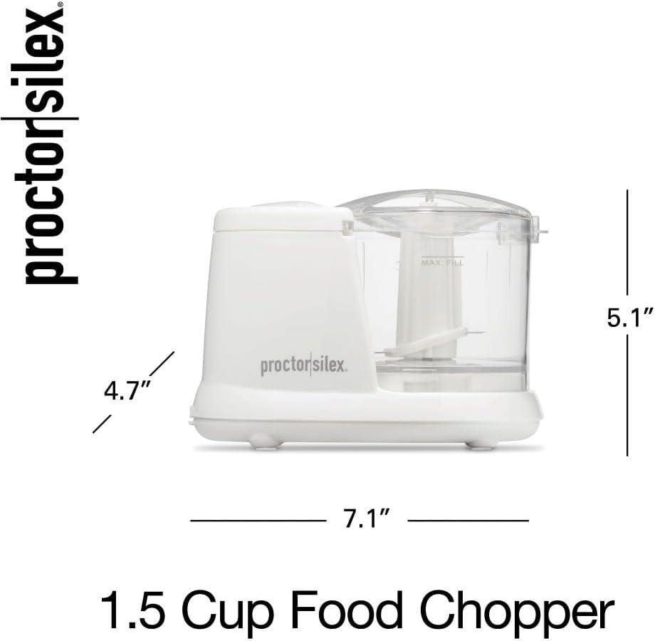 imageProctor Silex Durable Electric Vegetable Chopper amp Mini Food Processor with 2 Speeds for Chopping Puree amp Emulsify 35 Cups Silver15 cups White