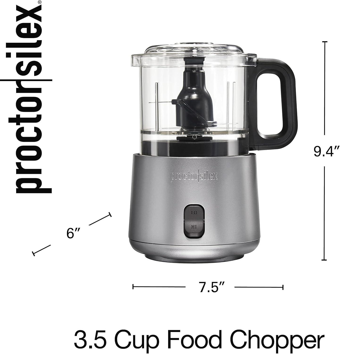 imageProctor Silex Durable Electric Vegetable Chopper amp Mini Food Processor with 2 Speeds for Chopping Puree amp Emulsify 35 Cups Silver35 cups 2Speed Silver