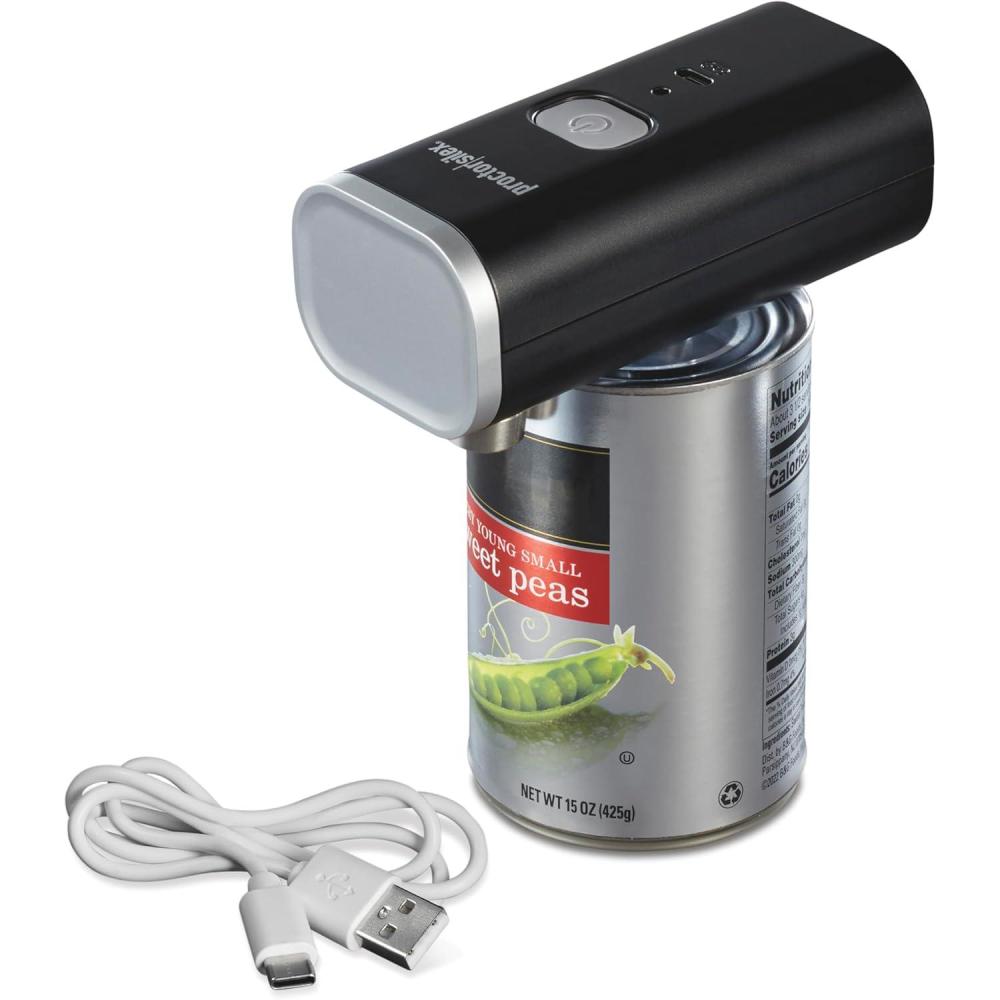 imageProctor Silex Automatic Electric Can Opener Hands Free Cordless Operation amp USB Rechargeable SelfAligning Cut Smooth Touch Lid Edges Compact and Easy to Store RedBlack