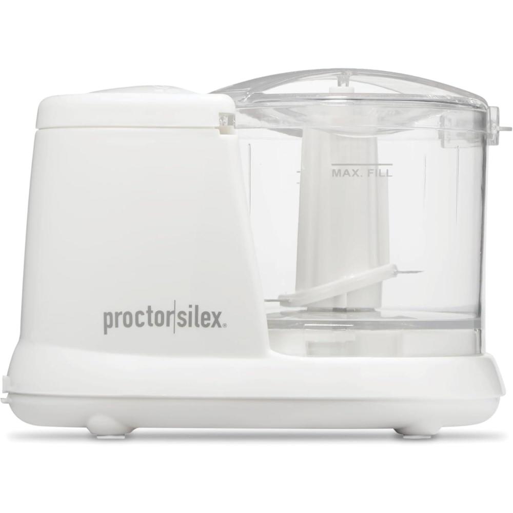imageProctor Silex Durable Electric Vegetable Chopper amp Mini Food Processor with 2 Speeds for Chopping Puree amp Emulsify 35 Cups Silver15 cups White