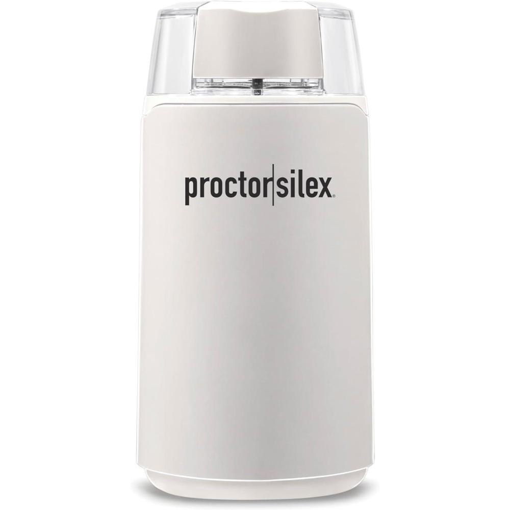 imageProctor Silex Electric Coffee Grinder for Beans Spices and More Stainless Steel Blades 12 Cups WhiteWhite
