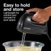 Proctor Silex Easy Mix 5-Speed Electric Hand Mixer with Bowl Rest, Compact and Lightweight, 100 Watts of Peak Power, White (62515PS)(Black)