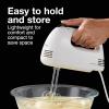 Proctor Silex Easy Mix 5-Speed Electric Hand Mixer with Bowl Rest, Compact and Lightweight, 100 Watts of Peak Power, White (62515PS)(White)