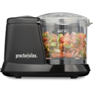 Proctor Silex Durable Electric Vegetable Chopper & Mini Food Processor with 2 Speeds for Chopping, Puree & Emulsify, 3.5 Cups, Silver(1.5 cups  Black)