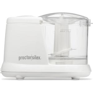Proctor Silex Durable Electric Vegetable Chopper & Mini Food Processor with 2 Speeds for Chopping, Puree & Emulsify, 3.5 Cups, Silver(1.5 cups  White)
