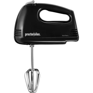 Proctor Silex Easy Mix 5-Speed Electric Hand Mixer with Bowl Rest, Compact and Lightweight, 100 Watts of Peak Power, White (62515PS)(Black)