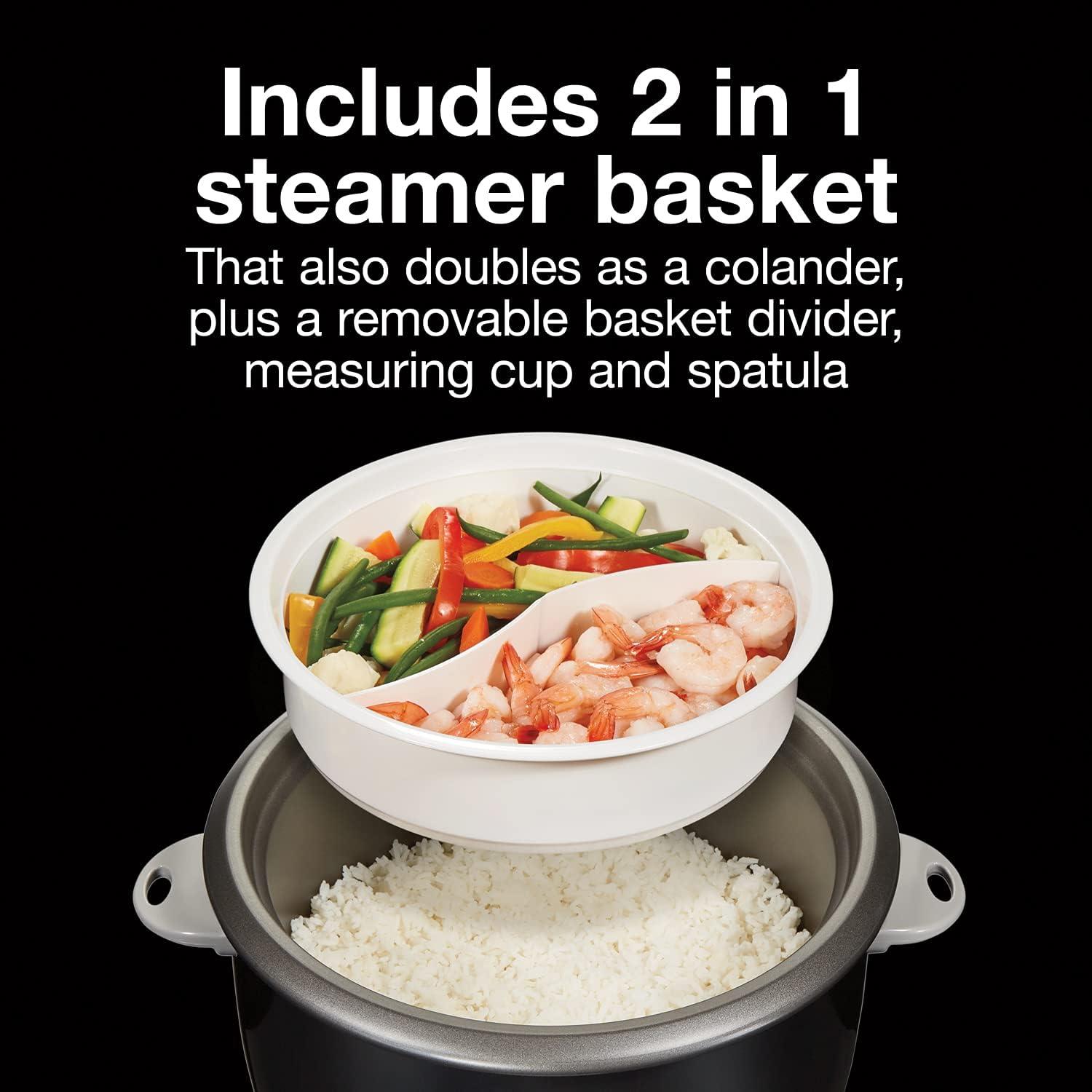 imageProctor Silex Rice Cooker amp Food Steamer 6 Cups Cooked 3 Cups Uncooked Includes Steam and Rinsing Basket Black 37510Black