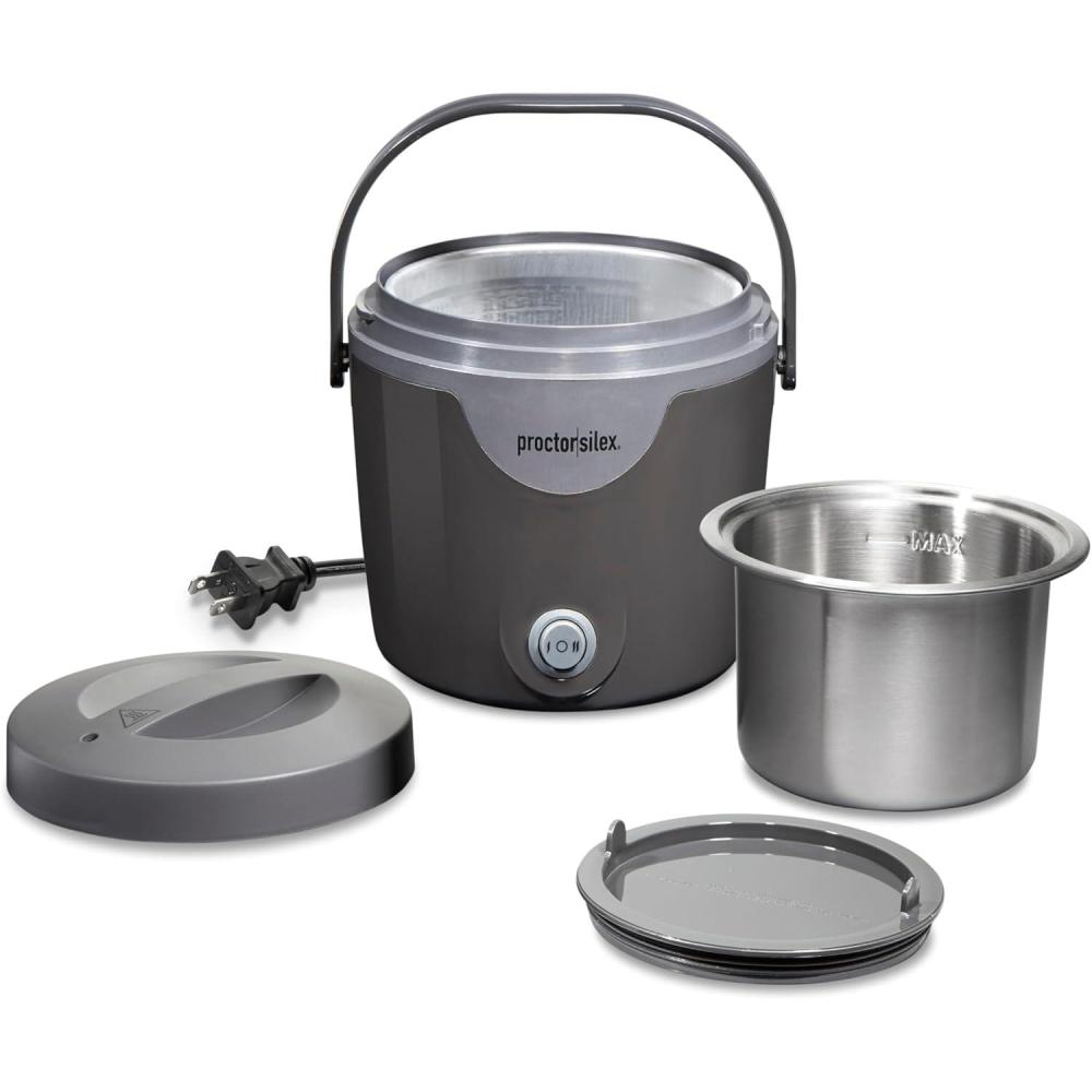 imageProctor Silex Portable Electric Lunch Box Food Heater and 20 oz Meal Warmer with BuiltIn Carry Handle High and Low Heat Settings 33120C