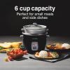 Proctor Silex Rice Cooker & Food Steamer, 6 Cups Cooked (3 Cups Uncooked), Includes Steam and Rinsing Basket, Black (37510)(Black)